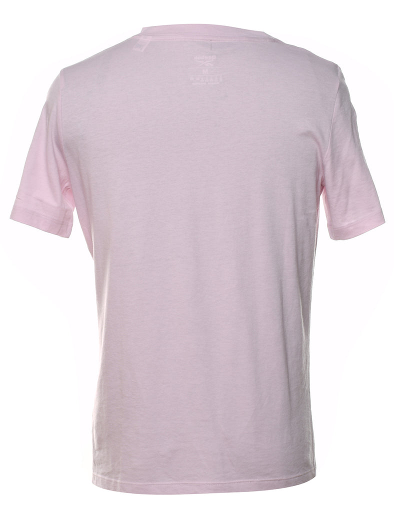 Reebok Light Pink & White Printed T-shirt - M