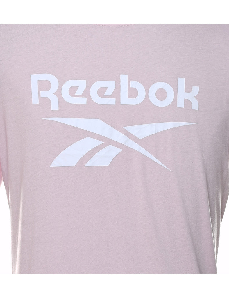 Reebok Light Pink & White Printed T-shirt - M