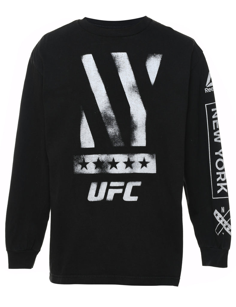 Reebok Printed Black, Grey & White UFC T-shirt - M