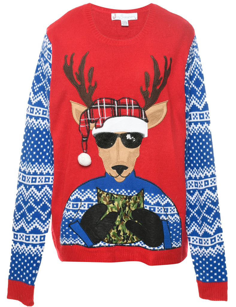 Reindeer Christmas Jumper - L