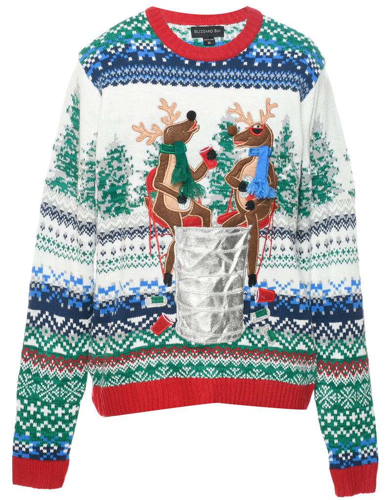 Reindeer Christmas Jumper - M