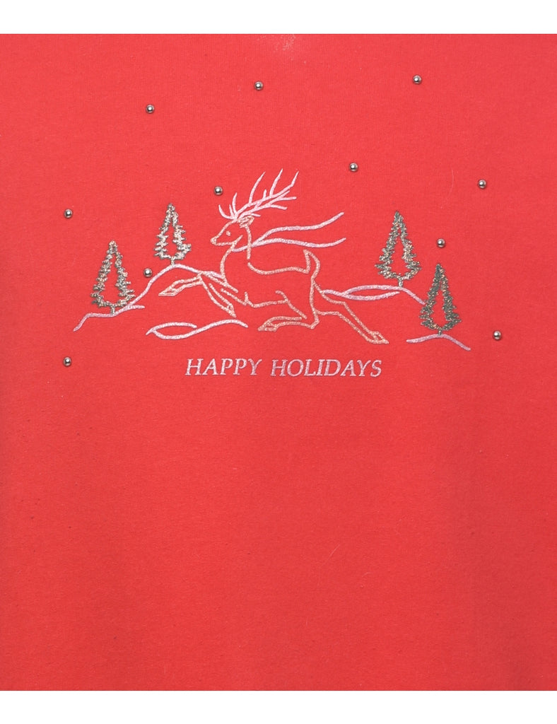 Reindeer Christmas Sweatshirt - L