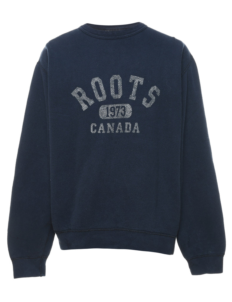 Roots Canada Navy Printed Sweatshirt - M