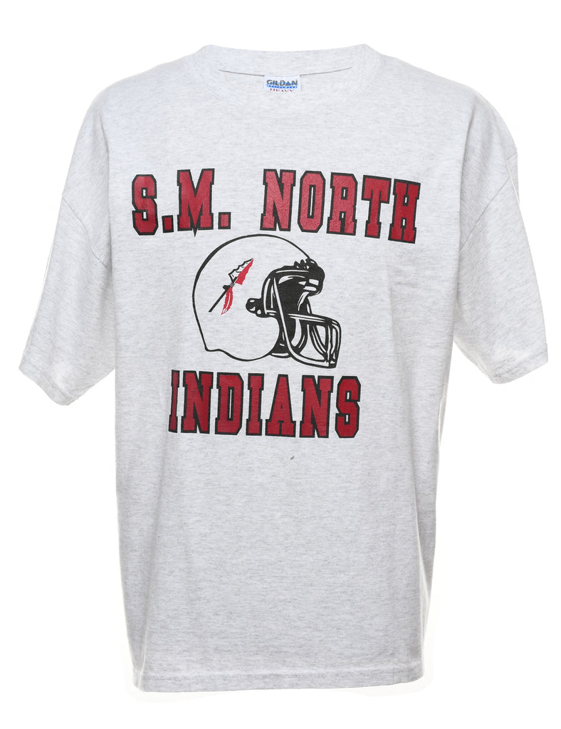 S.M. North Indians Marl Grey & Maroon Sports T-shirt - XL