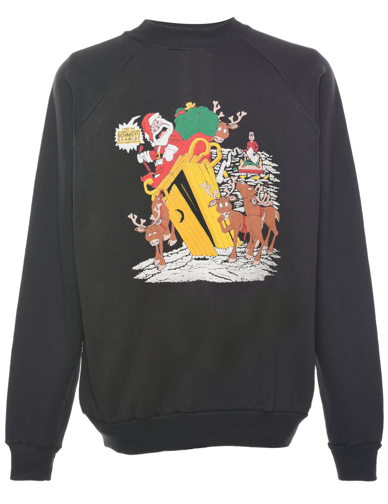 Santa Claus Design Christmas Sweatshirt - L