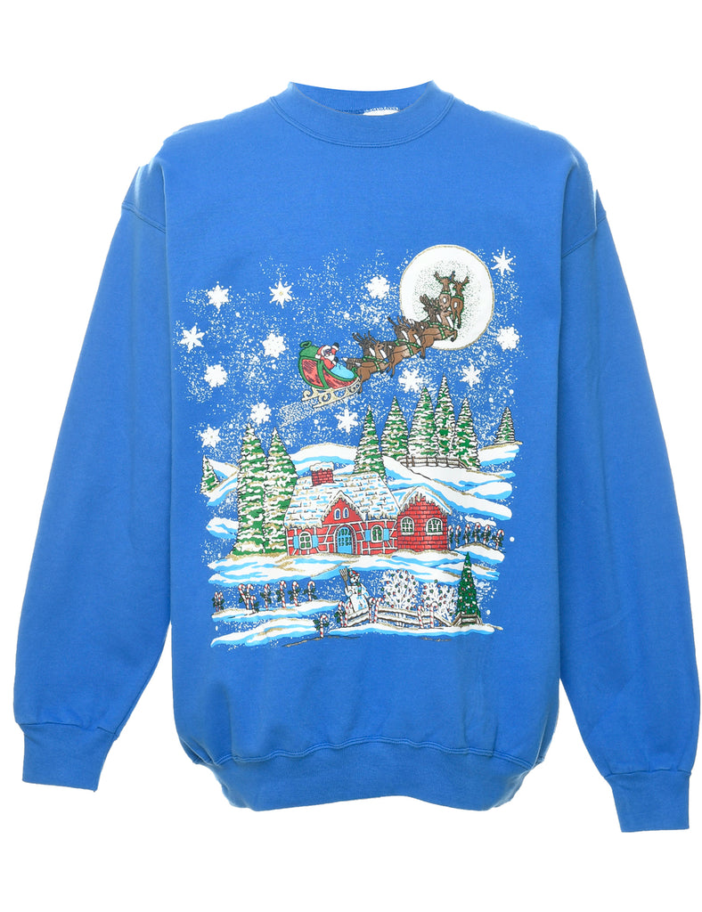 Santa Claus Design Christmas Sweatshirt - L