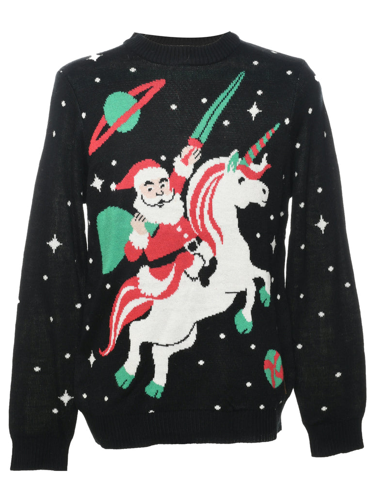 Santa Claus Unicorn Christmas Jumper - M