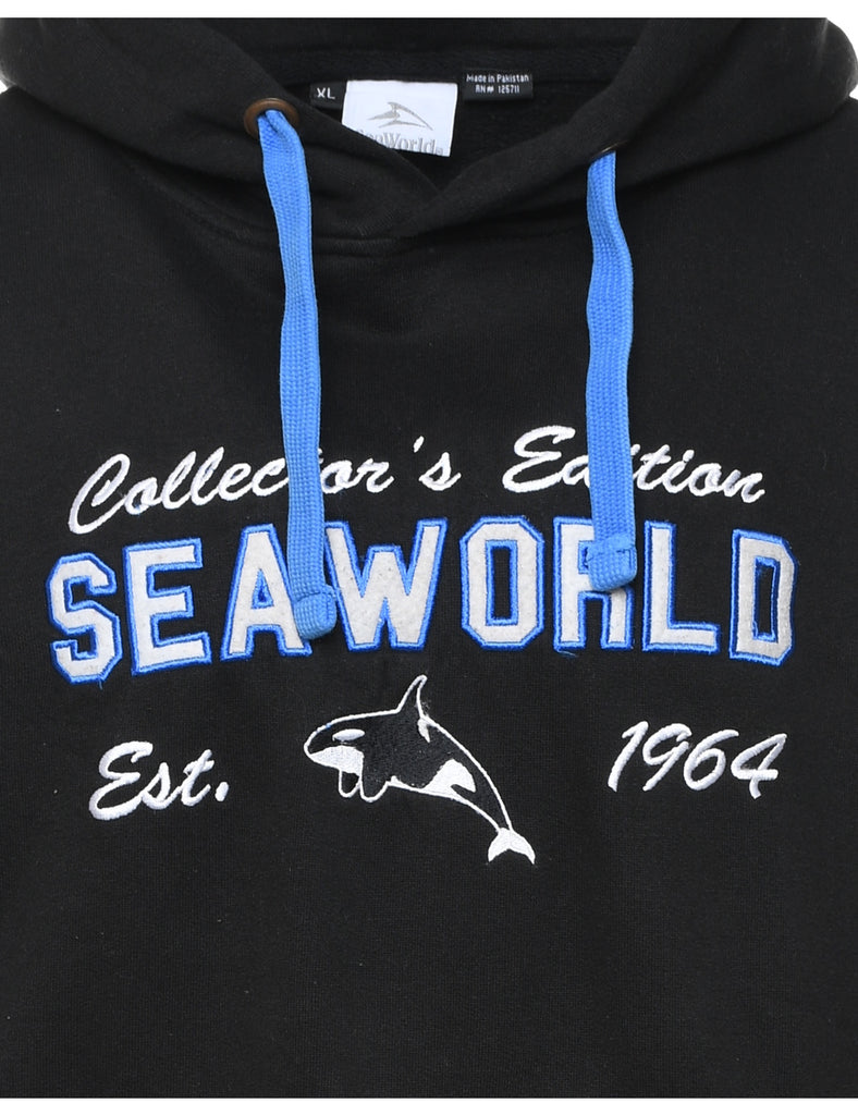 Sea World Black Printed Hoodie - L