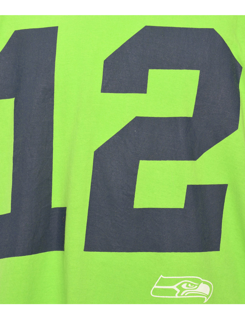 Seattle Seahawks Lime Green American Football Sports T-shirt - XL