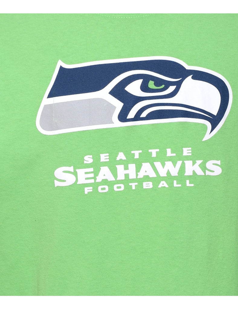 Seattle Seahawks Printed Navy & Green T-shirt - L