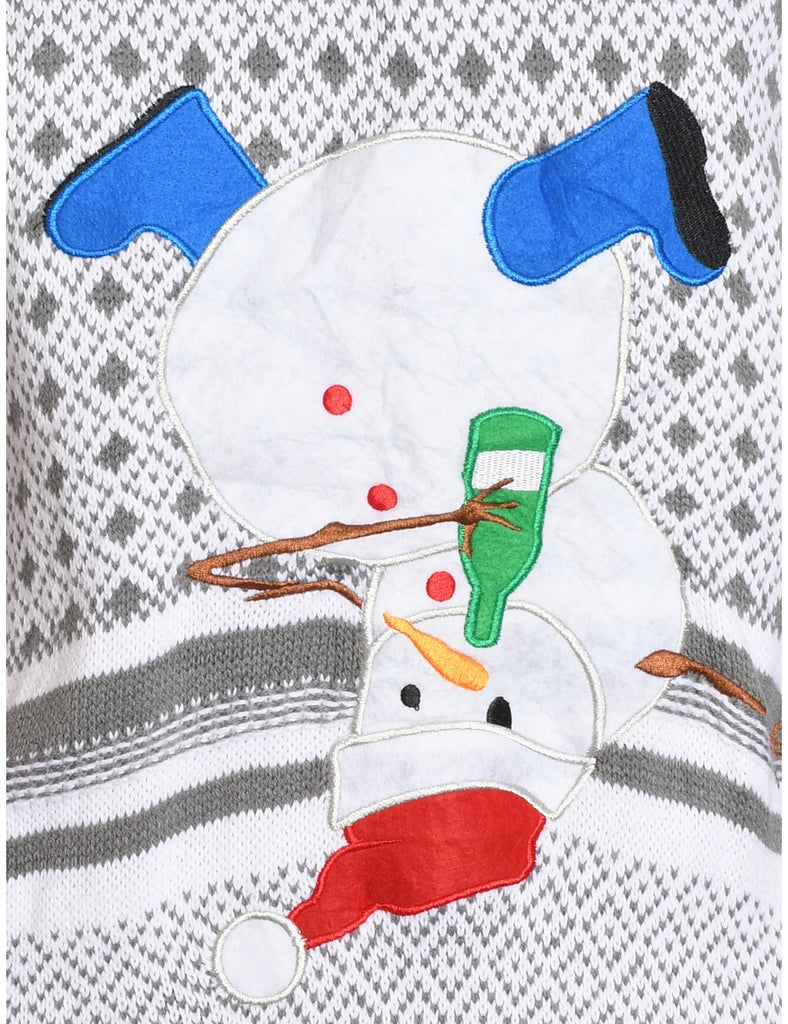 Snowman Design Knit Christmas Jumper - XL