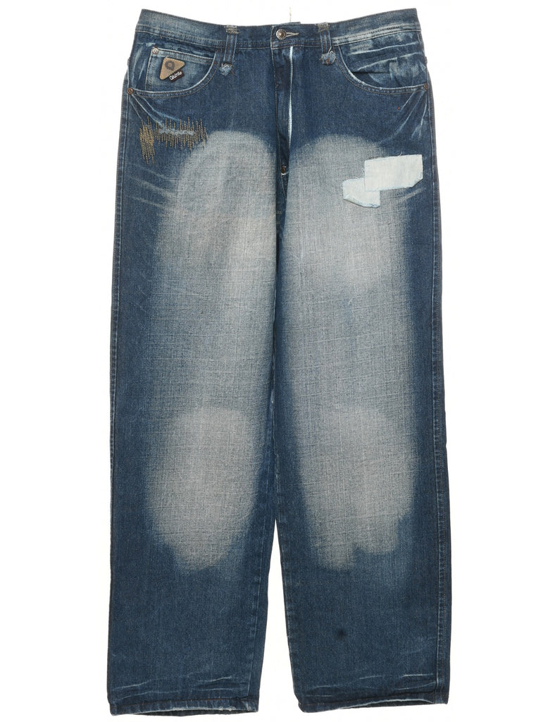 Stone Wash Straight Fit Jeans - W36 L35