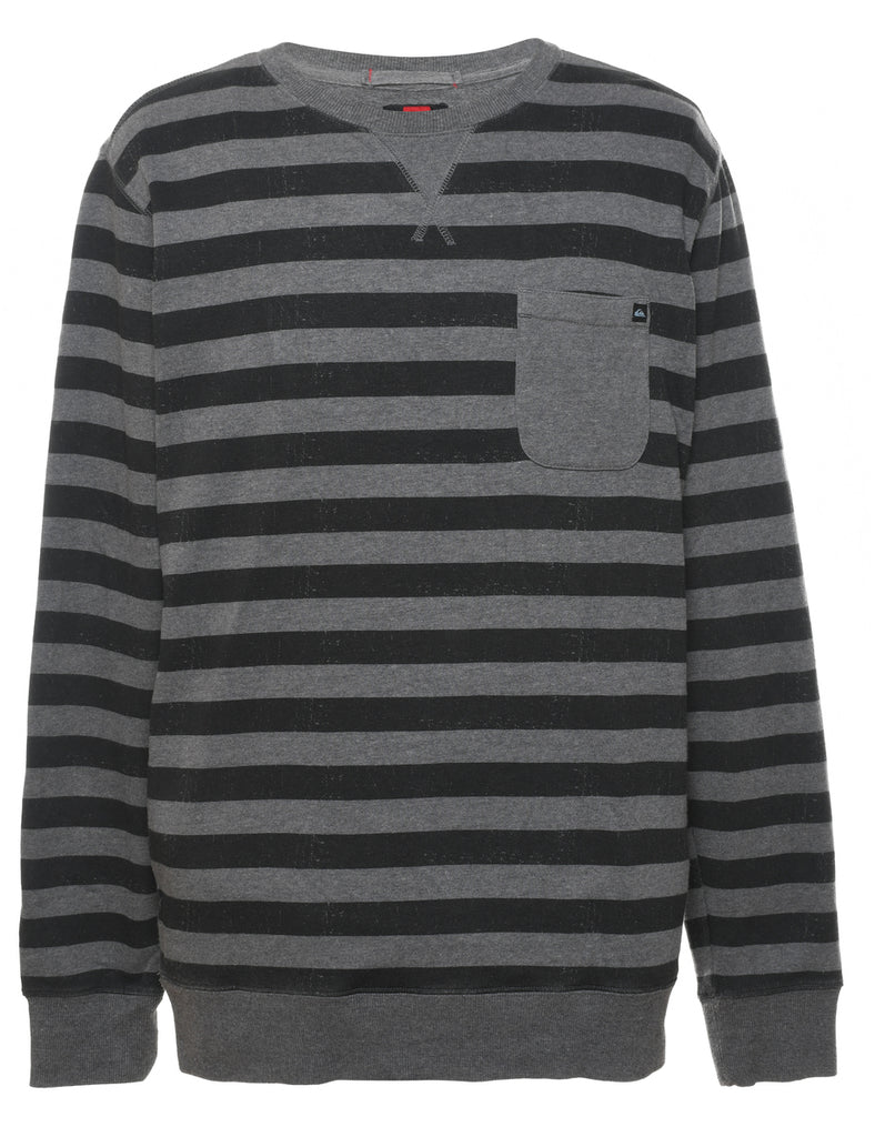 Striped Quicksilver Grey & Black Sweatshirt - L