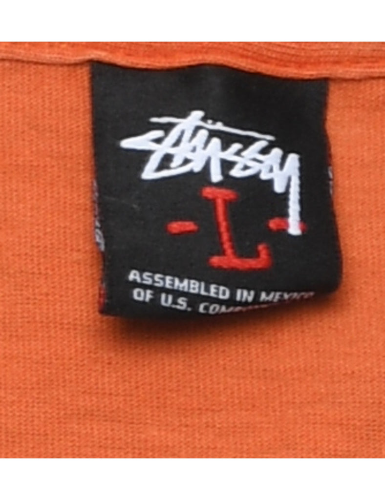 Stussy Orange & White Printed T-shirt - L