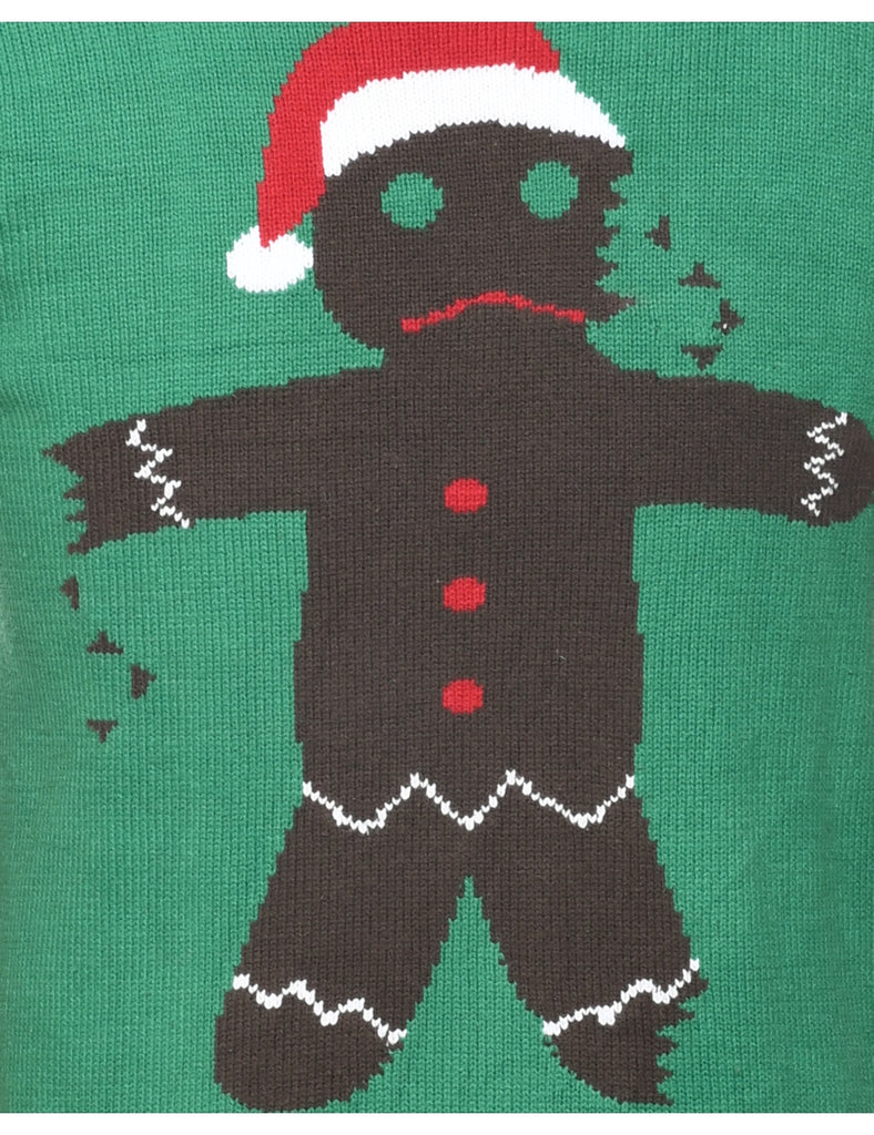 Teddy Bear Print Christmas Jumper - M