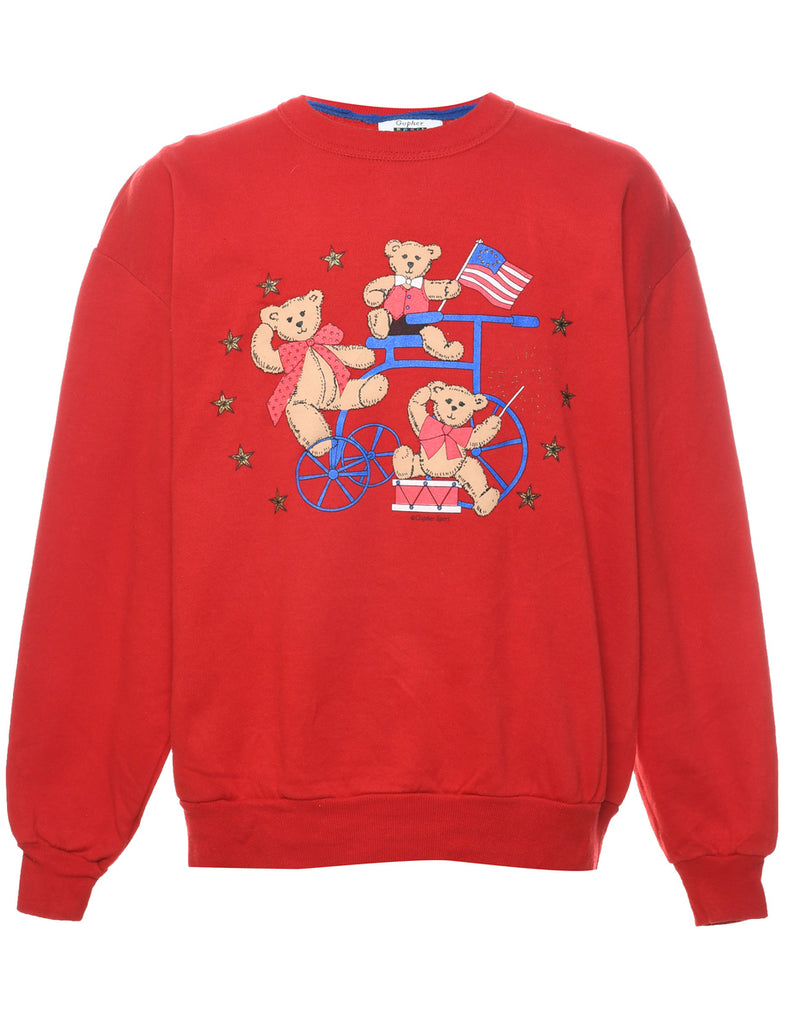 Teddy Bear Print Christmas Sweatshirt - XL