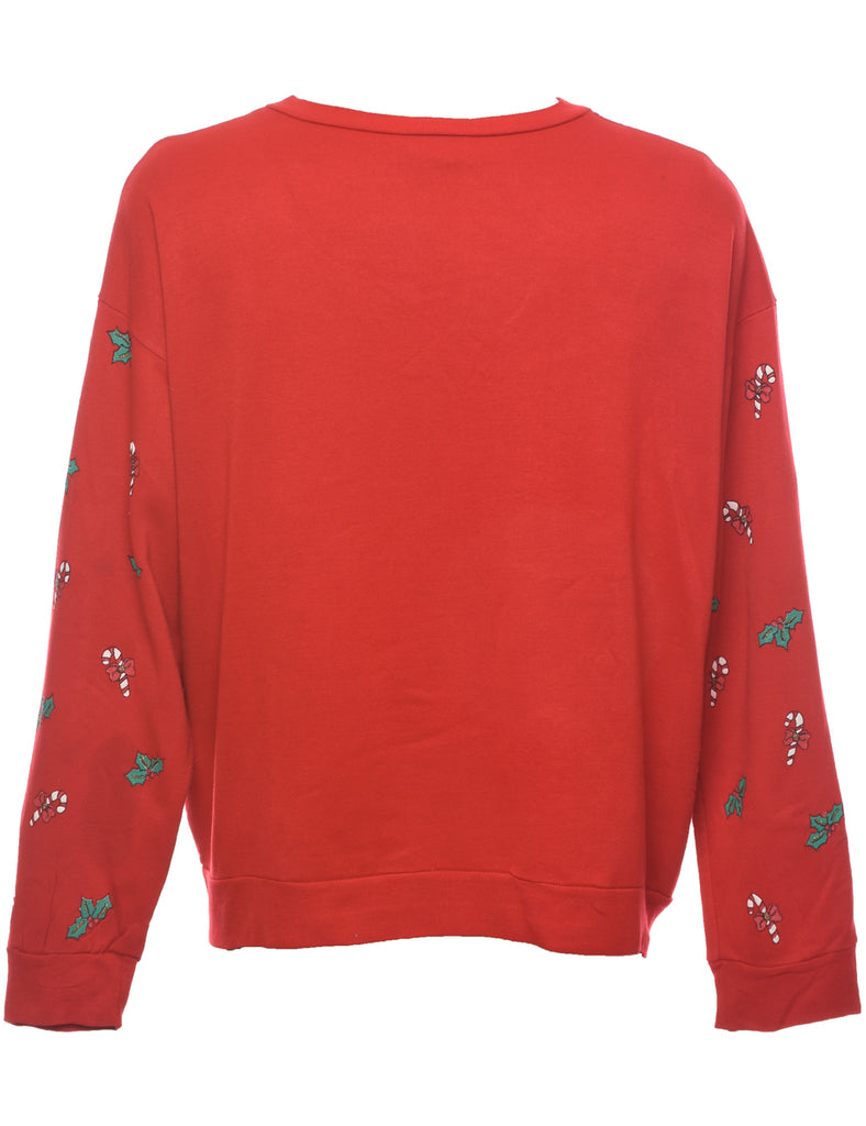 Teddy Bear Print Christmas Sweatshirt - L