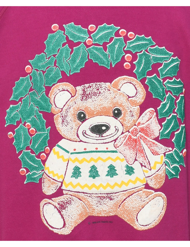 Teddy Bear Print Christmas Sweatshirt - XL