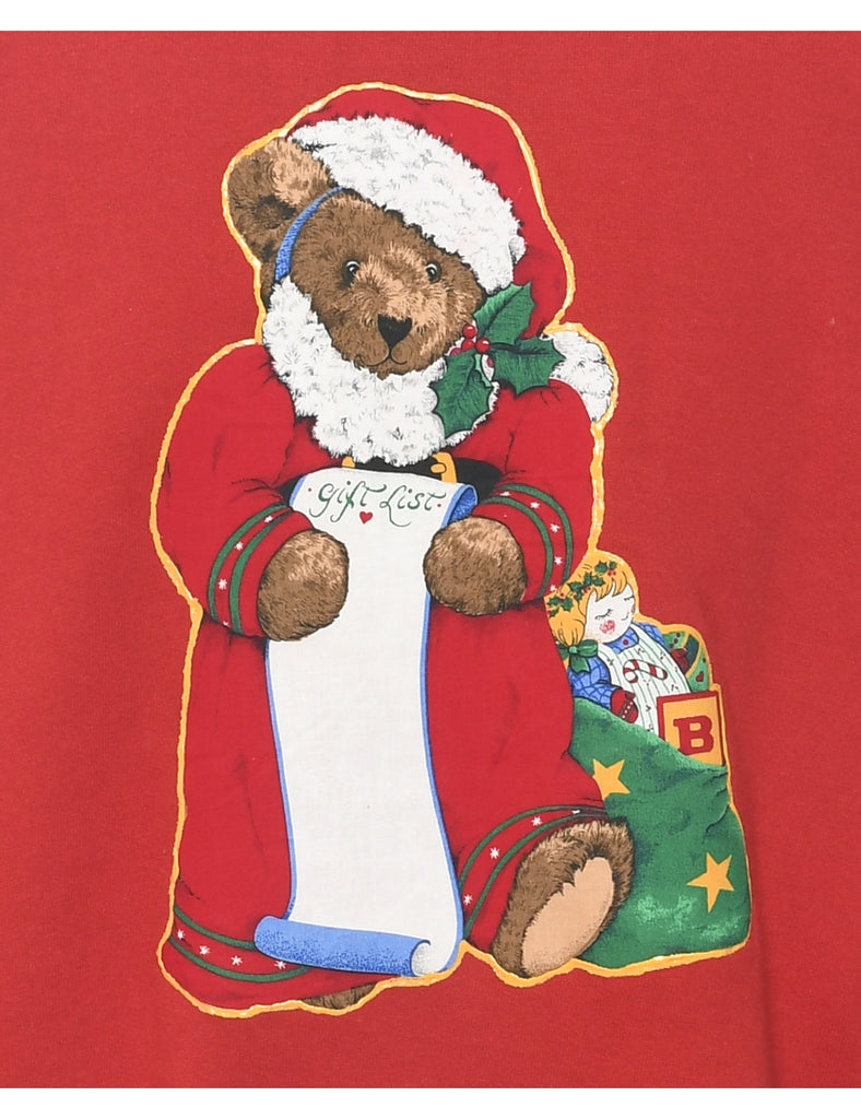 Teddy Bear Print Christmas Sweatshirt - XL