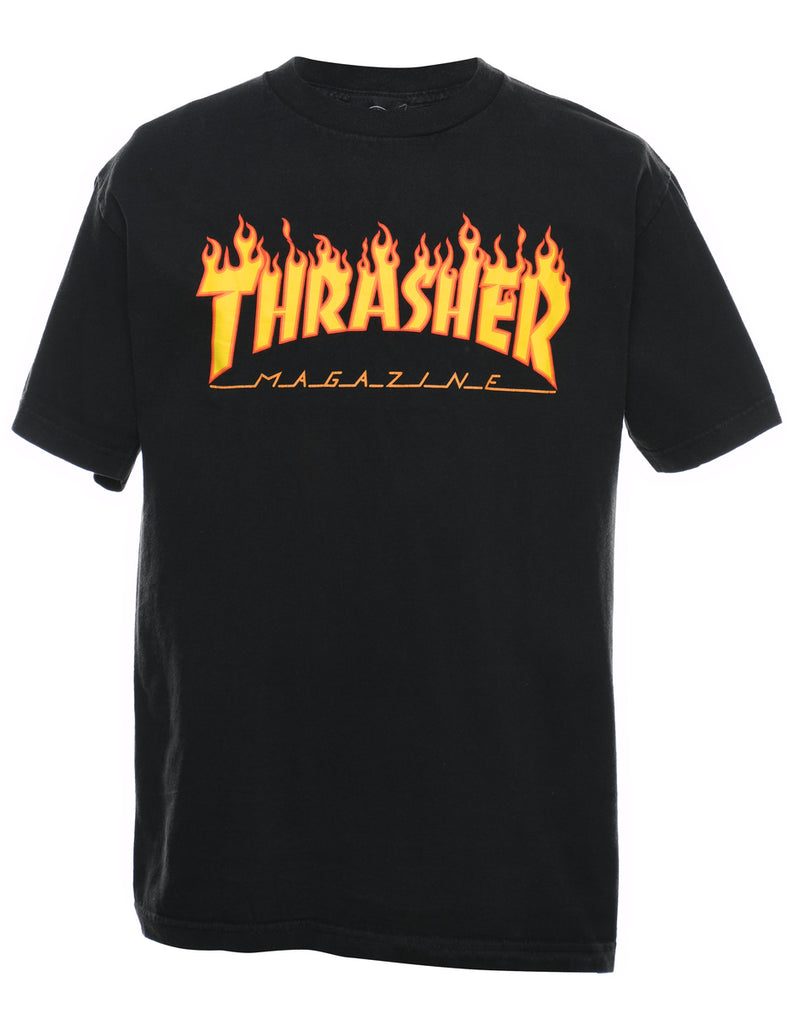 Thrasher Magazine Black Flame Design Printed T-shirt - M