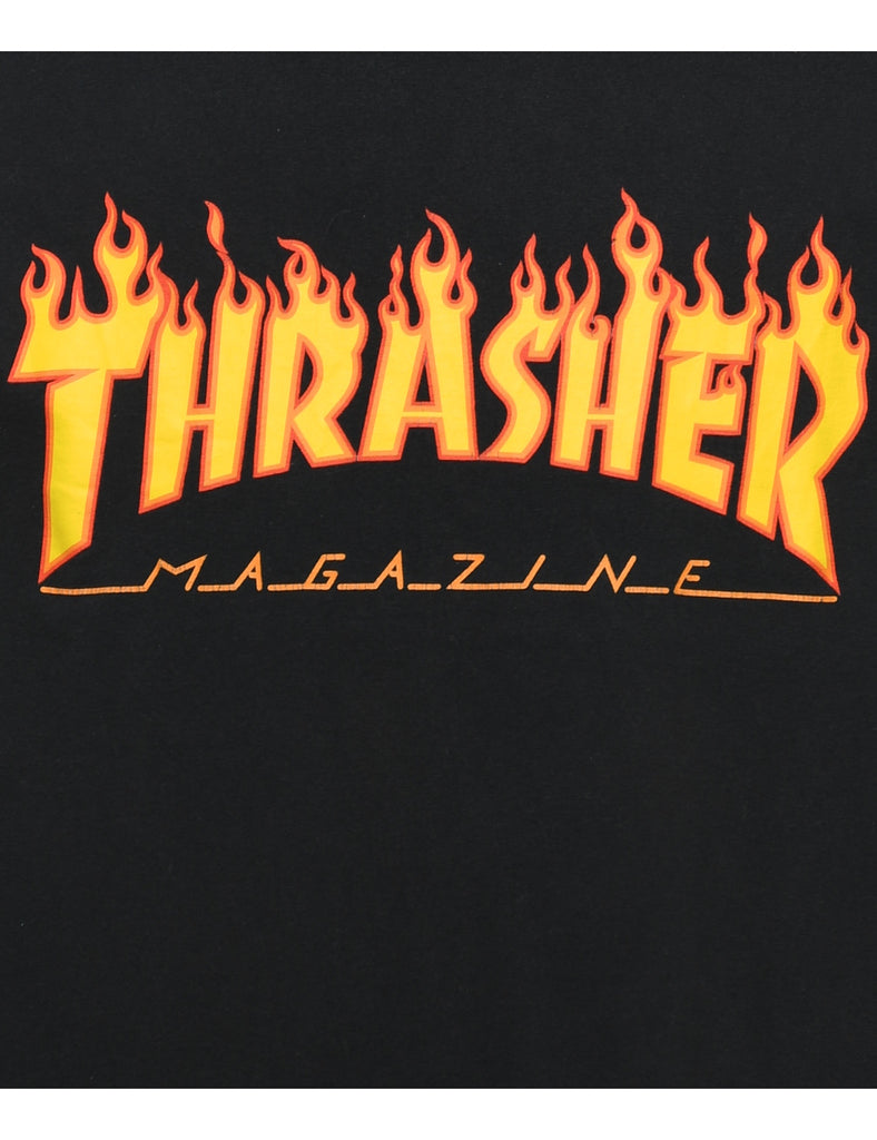 Thrasher Magazine Black Flame Design Printed T-shirt - M