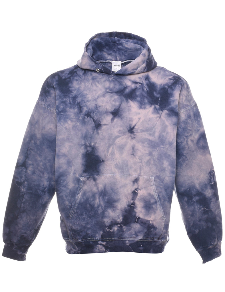 Tie-Dye Design Blue & Grey Hoodie - M