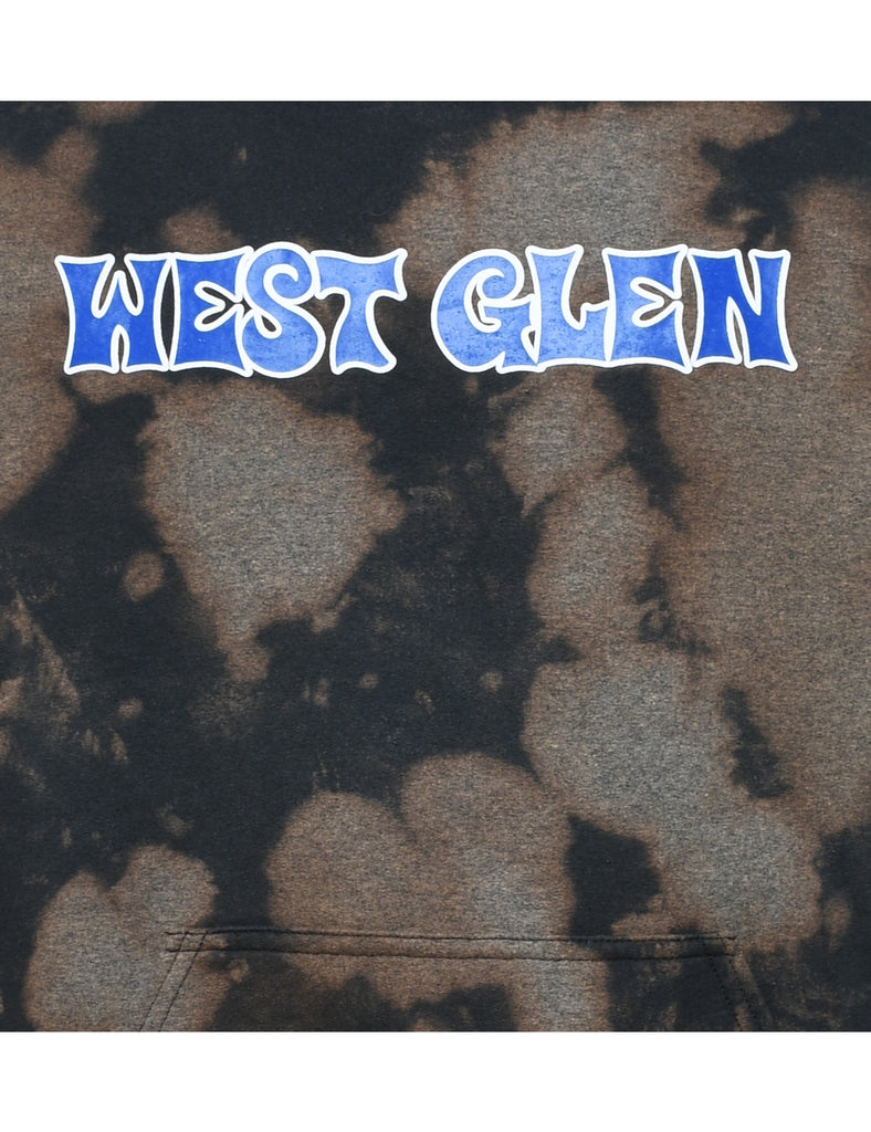 Tie-dye West Glen Grey & Navy Printed Hoodie - L