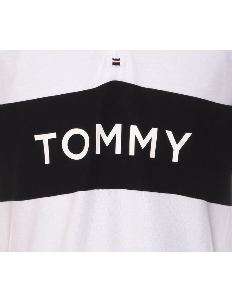 Tommy Hilfiger 1990s Black & White Polo Shirt - L