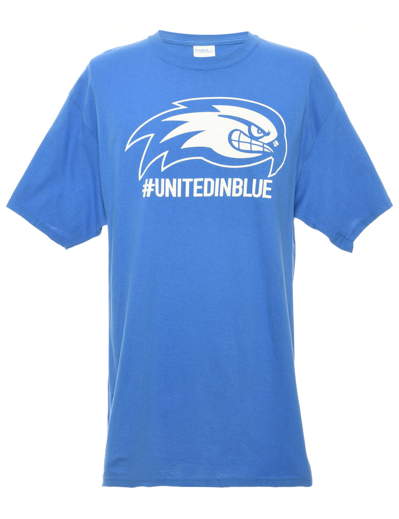 True River Hawks Blue Basketball Sports T-shirt - L