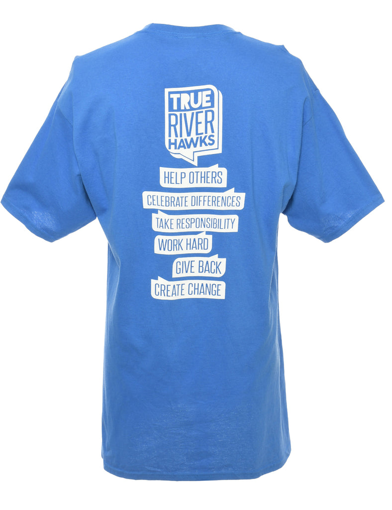 True River Hawks Blue Basketball Sports T-shirt - L