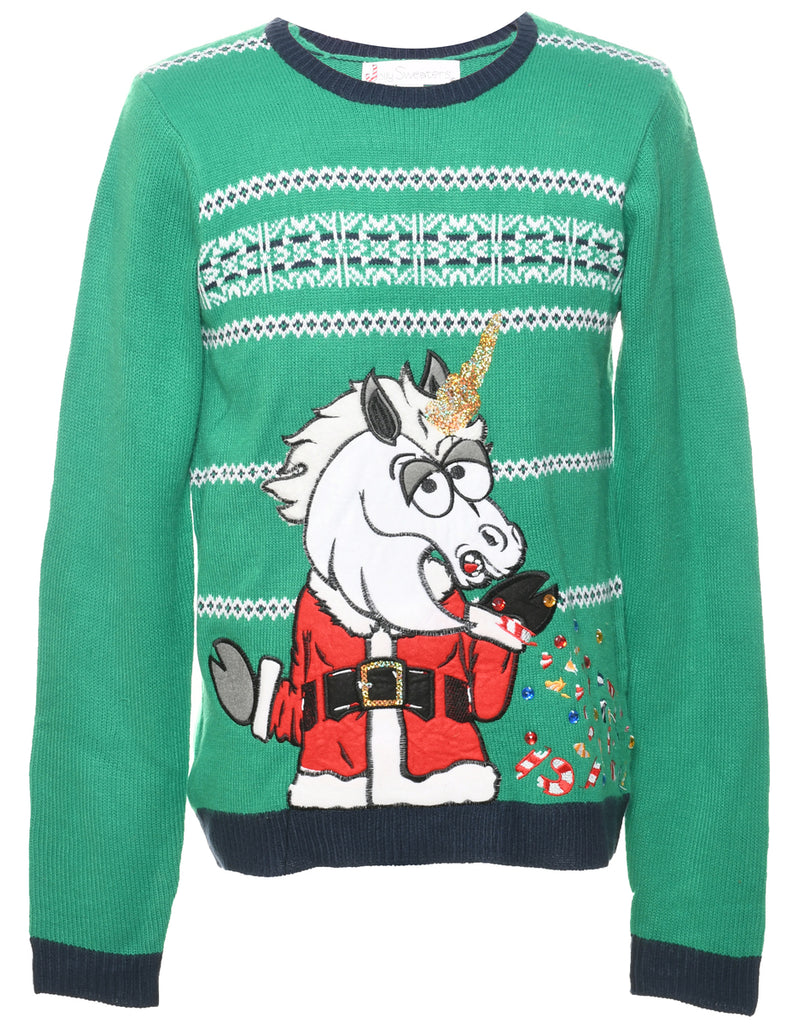 Unicorn Christmas Jumper - M