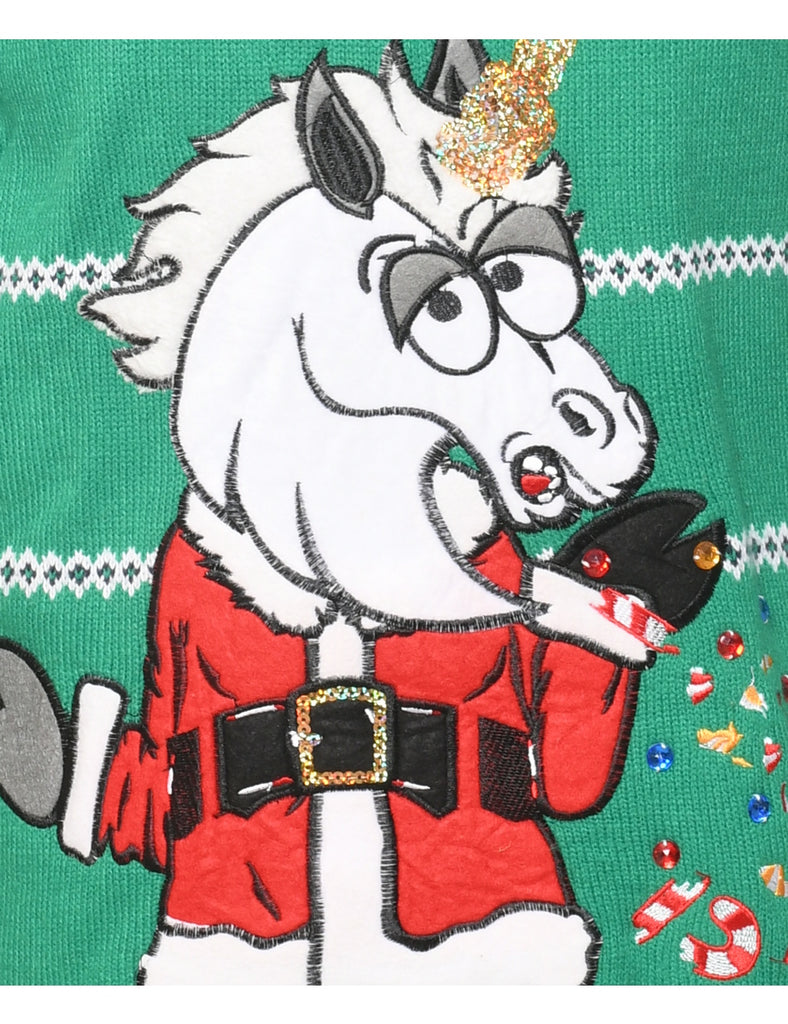 Unicorn Christmas Jumper - M