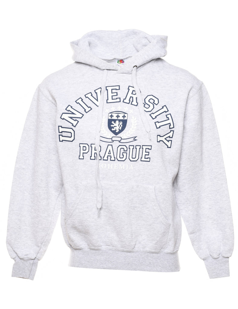 University Prague Grey Printed Hoodie - S