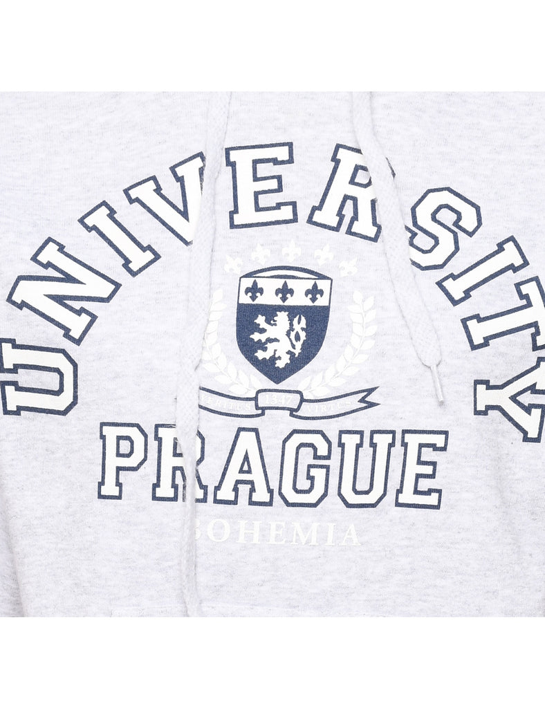 University Prague Grey Printed Hoodie - S