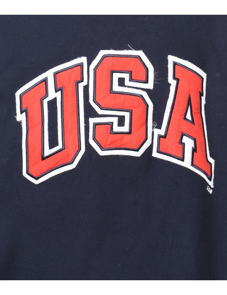 USA Navy & Orange Appliqued Sweatshirt - L