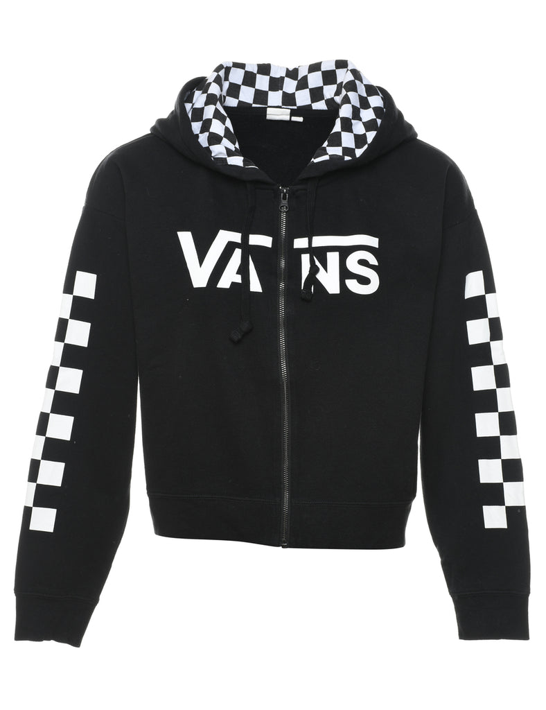 Vans White & Black Graphic Design Cropped Hoodie - M