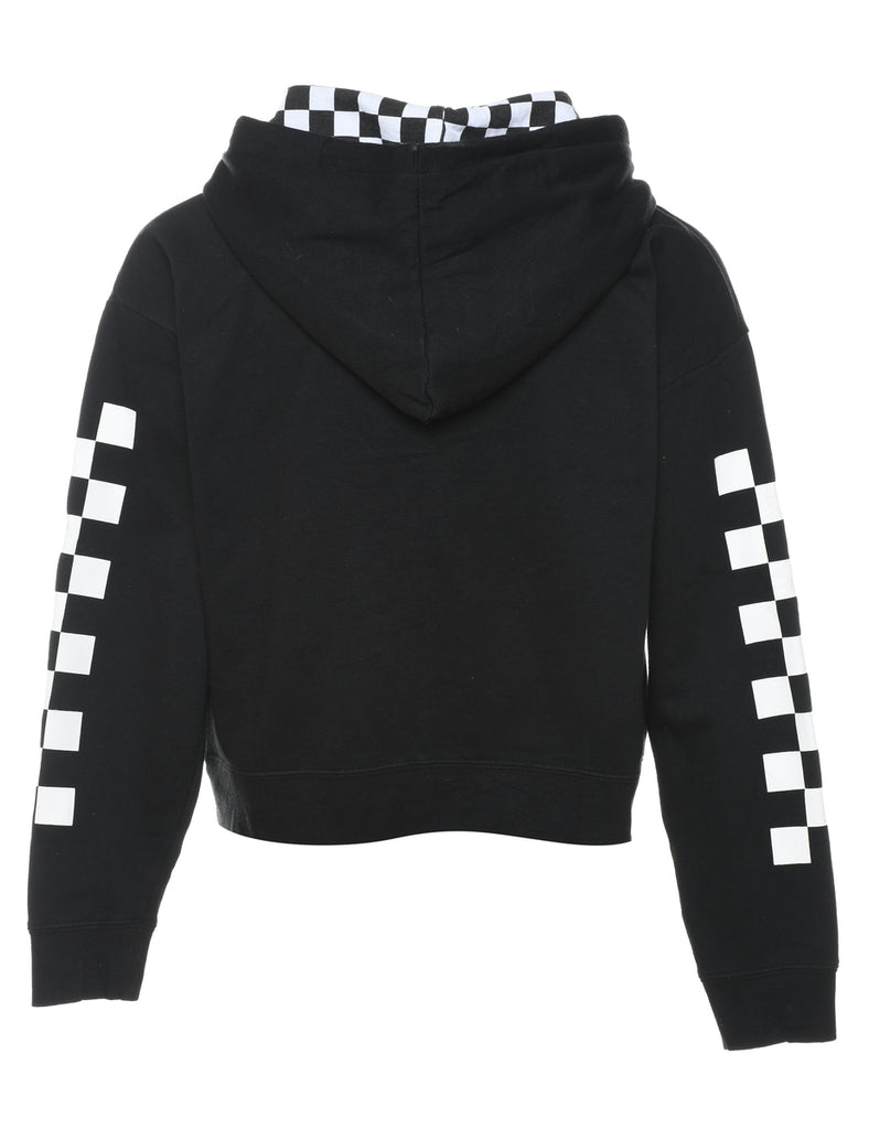 Vans White & Black Graphic Design Cropped Hoodie - M