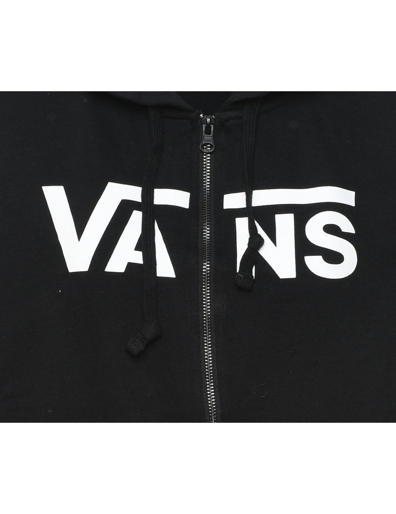 Vans White & Black Graphic Design Cropped Hoodie - M