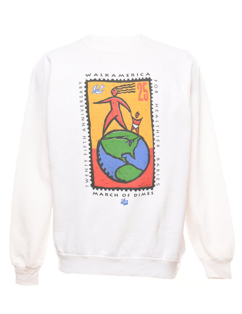 White Printed Sweatshirt - XL