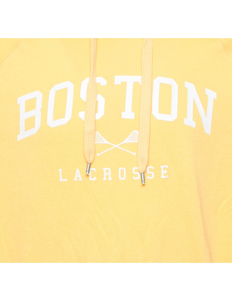 Yellow & White Boston Printed Hoodie - L