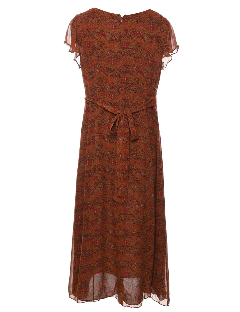 100% Silk Paisley Pattern Maxi Dress - M