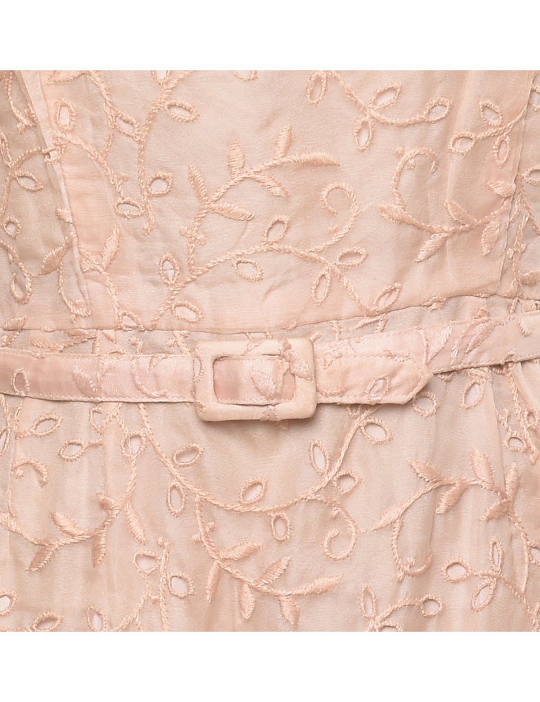 1960s Peach Lace Embroidered Dress - M