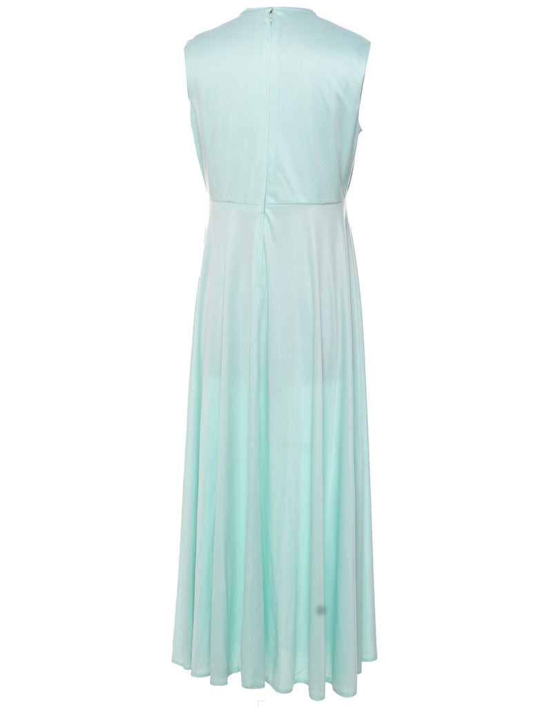 1970s Aqua Blue Maxi Dress - M