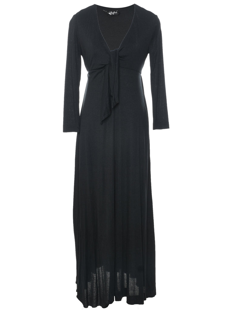 1970s Black Maxi Dress - S