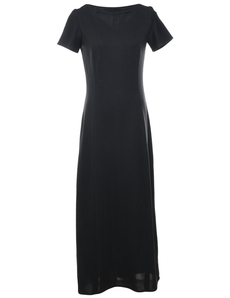 1970s Classic Black Maxi Dress - S