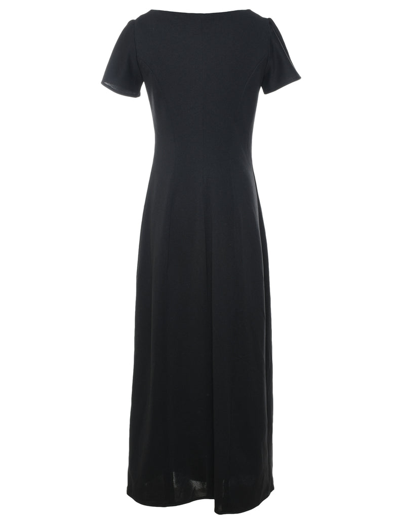 1970s Classic Black Maxi Dress - S