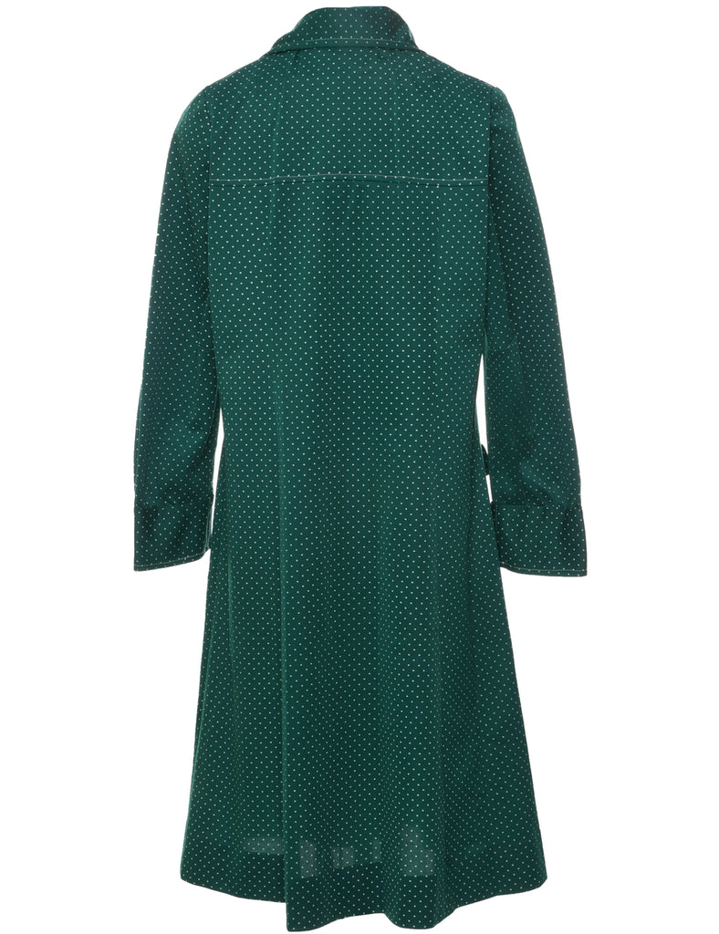 1970s Dark Green Shirt Dress - L