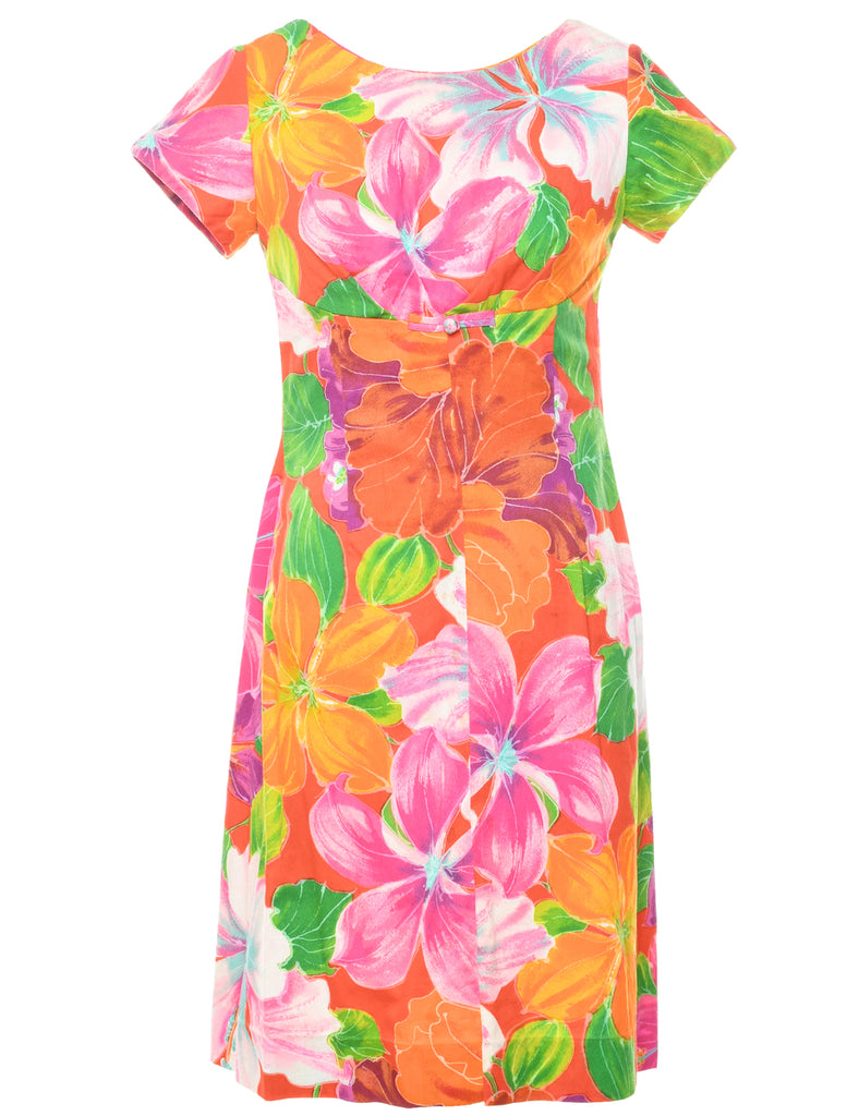 1970s Floral Print Dress - S