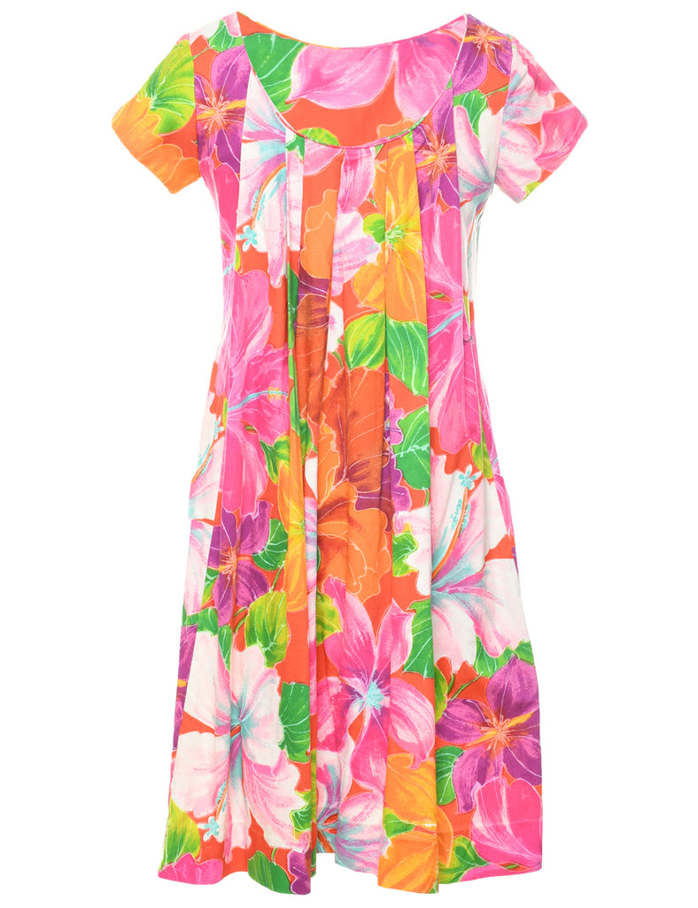 1970s Floral Print Dress - S