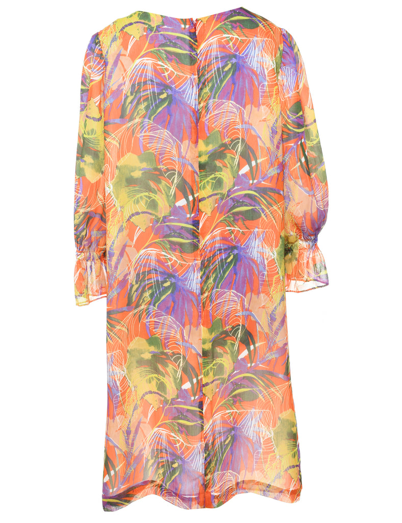 1970s Leafy Print Multi-Colour Shift Dress - XL